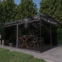 Pavillon Pop-Up, Gartenpavillon, Pagodenzelt, Faltpavillon mit Moskitonetz & LED-Lichterkette 4x3x2,73m Anthrazit KLI90389 MaisonChic von MAISONCHIC