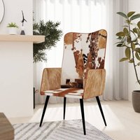 Relax-Sessel,Essstühle,Ohrensessel Braun und Weiß Haarig Echtleder -28104 - Braun von MAISONCHIC