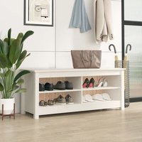 Schuhbank,Sitzbank,Schuhregal Weiß 110x38x45,5 cm Massivholz Kiefer CIW66596 Maisonchic von MAISONCHIC