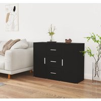 Sideboard Highboard Kommode für Wohnzimmer Küche Schwarz 91x29,5x65 cm Holzwerkstoff DE29204 von MAISONCHIC