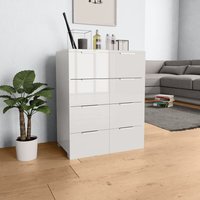 Sideboard Kommode für Wohnzimmer Küche Hochglanz-Weiß 60x35x80 cm Holzwerkstoff DE53786 von MAISONCHIC