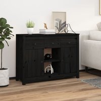 Sideboard,Küchenschrank,Kommode,Beistellschrank Schwarz 100x35x74,5 cm Massivholz Kiefer CEIN336442 Bonnevie von BONNEVIE