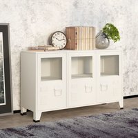 Sideboard Kommode für Wohnzimmer Küche Weiß 105x35x62 cm Metall und Glas DE15697 von MAISONCHIC