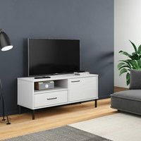 TV-Lowboard für Wohnzimmer TV-Schrank TV-Möbel oslo mit Metallbeinen Weiß Massivholz Kiefer DE43439 von MAISONCHIC
