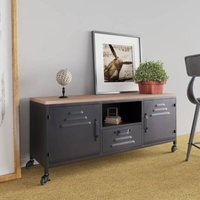 Maisonchic - TV-Lowboard für Wohnzimmer tv Schrank TV-Möbel Schwarz 110x30x43 cm Eisen und Massivholz Tanne DE18834 von MAISONCHIC