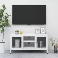 Maisonchic - TV-Lowboard für Wohnzimmer tv Schrank TV-Möbel Weiß 105x35x52 cm Stahl und Glas DE14880 von MAISONCHIC
