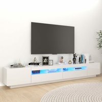 TV-Lowboard für Wohnzimmer TV Schrank TV-Möbel mit LED-Leuchten Hochglanz-Weiß 260x35x40 cm DE28085 von MAISONCHIC