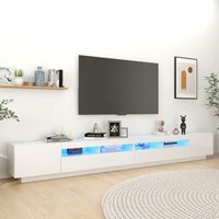 TV-Lowboard für Wohnzimmer TV Schrank TV-Möbel mit LED-Leuchten Hochglanz-Weiß 300x35x40 cm DE37547 von MAISONCHIC