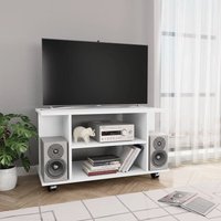 TV-Lowboard für Wohnzimmer TV Schrank TV-Möbel mit Rollen Weiß 80x40x40 cm Holzwerkstoff DE57272 von MAISONCHIC