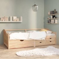 Tagesbett 3-Sitzer Einzelbett Bett für Schlafzimmer mit Schubladen Massivholz Kiefer 90x200 cm DE35288 von MAISONCHIC