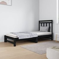 2-in-1-Tagesbett Ausziehbar für Gäste,Gästebett,Sofabett Schwarz 2x(90x190) cm Massivholz Kiefer -BVE31514 von BONNEVIE