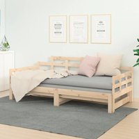 Tagesbett Ausziehbar Doppelbett Bett für Schlafzimmer Massivholz Kiefer 2x(90x200) cm DE49137 von MAISONCHIC
