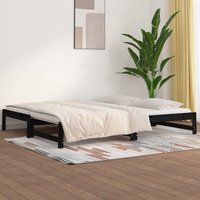 2-in-1-Tagesbett Ausziehbar für Gäste,Gästebett,Sofabett Schwarz 2x(90x190) cm Massivholz Kiefer -BVE82723 von BONNEVIE