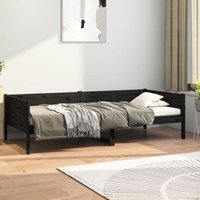 2-in-1-Tagesbett zum Ausruhen,Bequemes Gästebett, Sofabett Schwarz Massivholz Kiefer 90x190 cm -BVE84995 von BONNEVIE