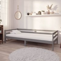 Tagesbett mit Matratze Einzelbett Bett für Schlafzimmer 90x200 cm Grau Kiefer Massivholz DE13612 von MAISONCHIC
