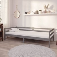 Tagesbett mit Matratze Einzelbett Bett für Schlafzimmer 90x200 cm Grau Kiefer Massivholz DE22676 von MAISONCHIC