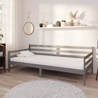 Tagesbett mit Matratze Einzelbett Bett für Schlafzimmer 90x200 cm Grau Kiefer Massivholz DE59739 von MAISONCHIC