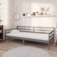 Tagesbett mit Matratze Einzelbett Bett für Schlafzimmer 90x200 cm Grau Kiefer Massivholz DE85692 von MAISONCHIC