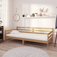 Tagesbett mit Matratze Einzelbett Bett für Schlafzimmer 90x200 cm Honigbraun Massivholz Kiefer DE28030 von MAISONCHIC