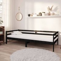 Tagesbett mit Matratze Einzelbett Bett für Schlafzimmer 90x200 cm Schwarz Kiefer Massivholz DE33083 von MAISONCHIC