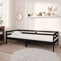 Tagesbett mit Matratze Einzelbett Bett für Schlafzimmer 90x200 cm Schwarz Kiefer Massivholz DE43950 von MAISONCHIC