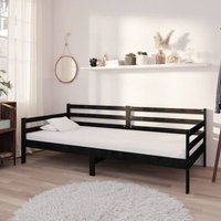 Tagesbett mit Matratze Einzelbett Bett für Schlafzimmer 90x200 cm Schwarz Kiefer Massivholz DE75001 von MAISONCHIC