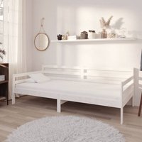 Tagesbett mit Matratze Einzelbett Bett für Schlafzimmer 90x200 cm Weiß Kiefer Massivholz DE19376 von MAISONCHIC