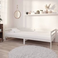Tagesbett mit Matratze Einzelbett Bett für Schlafzimmer 90x200 cm Weiß Kiefer Massivholz DE45129 von MAISONCHIC