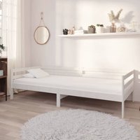 Tagesbett mit Matratze Einzelbett Bett für Schlafzimmer 90x200 cm Weiß Kiefer Massivholz DE50765 von MAISONCHIC