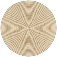 Maisonchic - Teppich,Wohnzimmer Teppiche,Fußmatte Handgefertigt Jute mit Spiralen-Design Weiß 90 cm VESS124758 von MAISONCHIC