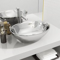 Waschbecken Aufsatzwaschtisch Waschschale für Badezimmer 40 x 33 x 13,5 cm Keramik Silber DE20947 von MAISONCHIC