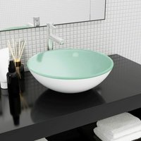 Waschbecken Aufsatzwaschtisch Waschschale für Badezimmer Hartglas 42x14 cm Weiß DE18123 von MAISONCHIC