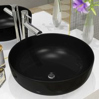 Waschbecken Aufsatzwaschtisch Waschschale für Badezimmer Keramik Rund Schwarz 41,5 x 13,5 cm DE61594 von MAISONCHIC