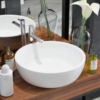 Waschbecken Aufsatzwaschtisch Waschschale für Badezimmer Rund Keramik Weiß 42 x 12 cm DE63049 von MAISONCHIC