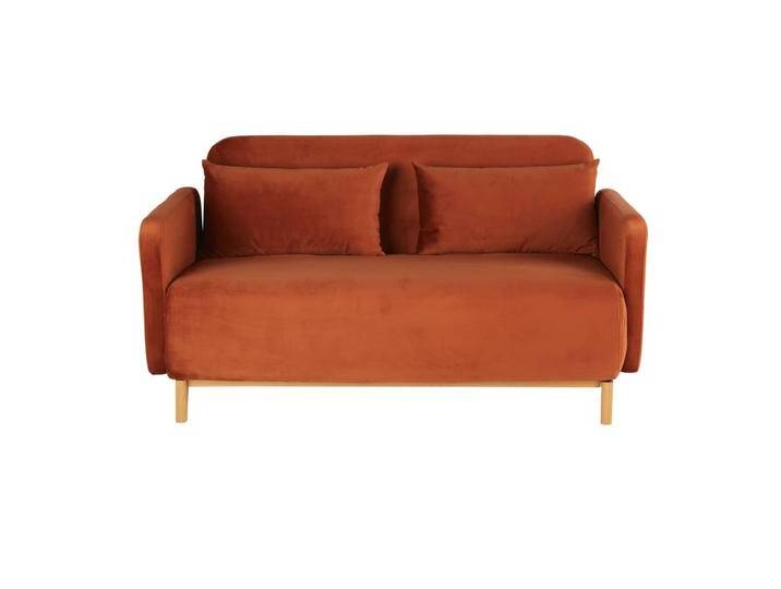 2/3-Sitzer-Sofa Clic-Clac mit Bezug aus orangebraunem Samt von MAISONS-DU-MONDE