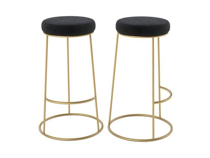 2er Set Barhocker, 73 cm, in schwarzem Samt von MAISONS DU MONDE