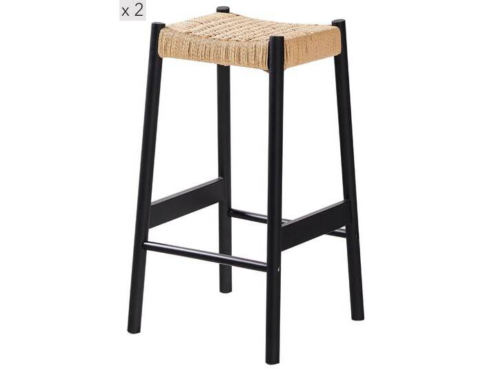 2er Set Barhocker aus Massivholz und Seil Schwarz 2er Set Barhocker aus Massivholz und Seil Schwarz von MAISONS DU MONDE