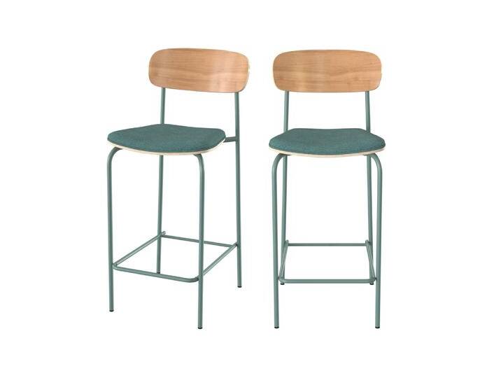 2er Set Barhocker aus Stoff 65 cm, blau 2er Set Barhocker aus Stoff 65 cm, blau von MAISONS DU MONDE