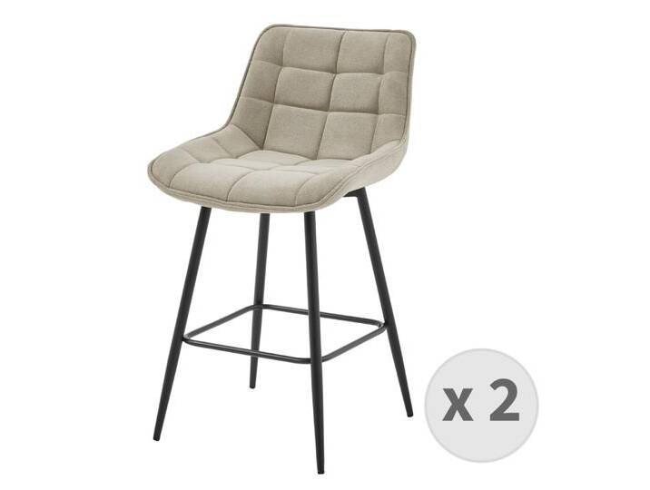 2er Set Barhocker aus Stoff mit Metallbeinen, leinenfarbe und schwarz 2er Set Barhocker aus Stoff mit Metallbeinen, leinenfarbe und schwarz von MAISONS DU MONDE