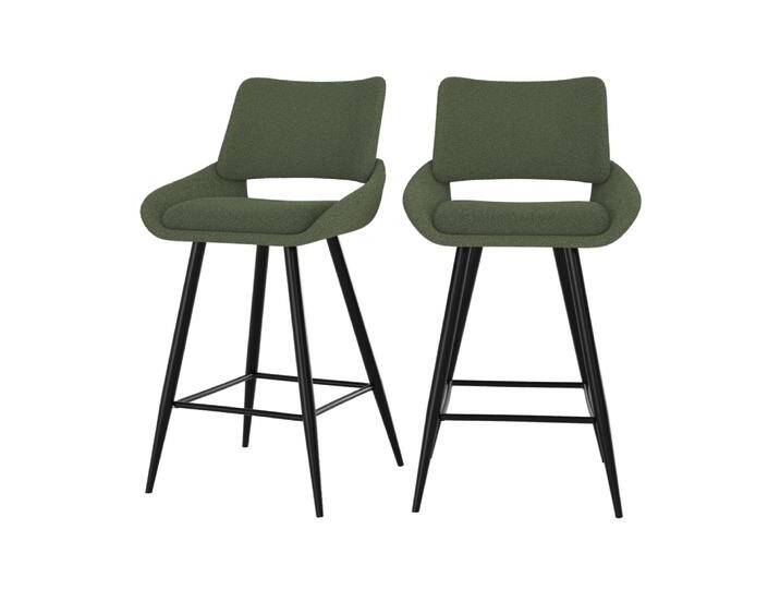 2er Set Barhocker für Kücheninsel in khakigrünem Boucléstoff 66 cm 2er Set Barhocker für Kücheninsel in khakigrünem Boucléstoff 66 cm von MAISONS DU MONDE