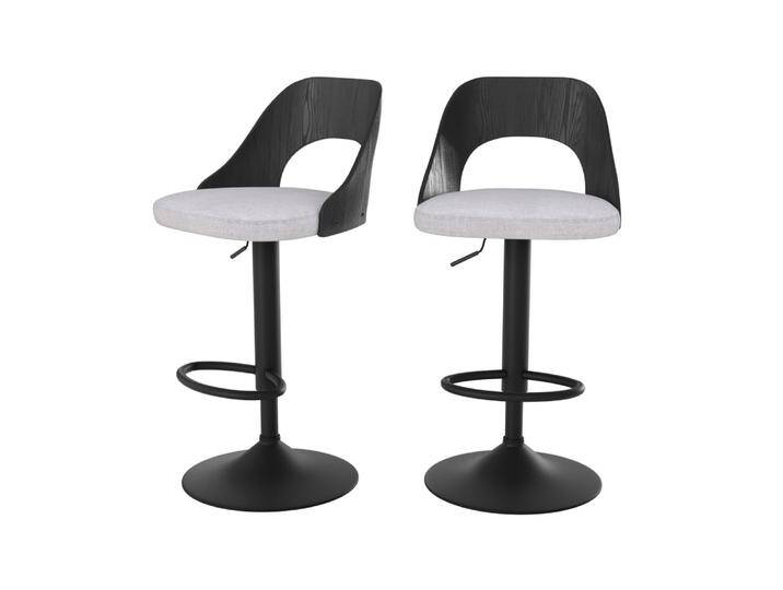 2er Set Barhocker verstellbar (63-85 cm) in meliertem hellgrauem Stoff von MAISONS DU MONDE