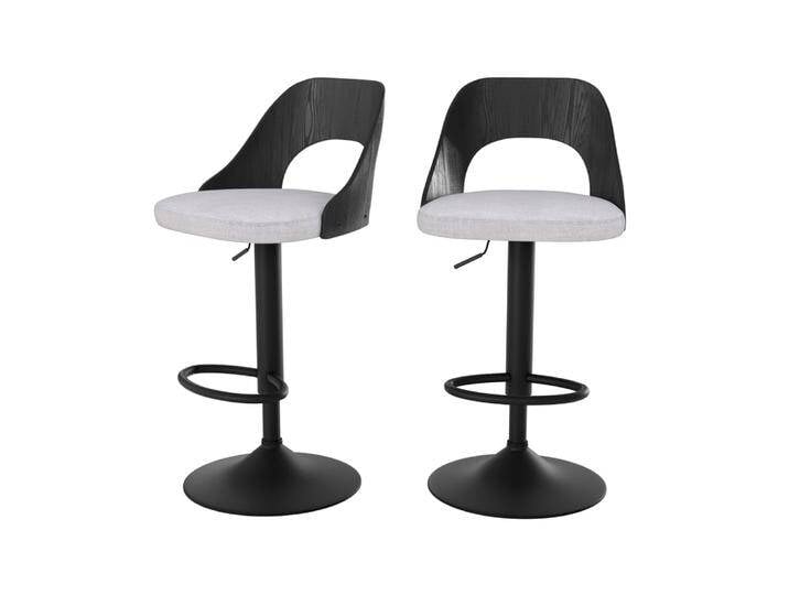 2er Set Barhocker verstellbar (63-85 cm) in meliertem hellgrauem Stoff von MAISONS DU MONDE