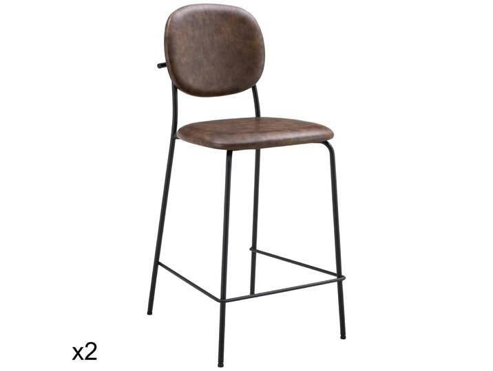 2er Set Barhockern aus braunem Kunstleder 2er Set Barhockern aus braunem Kunstleder von MAISONS DU MONDE
