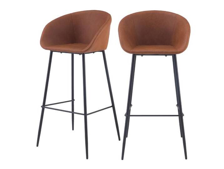 2er Set Barstühlen aus braunem Kunstleder, 75cm von MAISONS DU MONDE