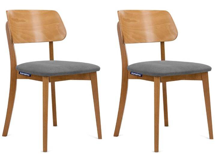 2er Set Esszimmerstühle, Velours-Sitz, Gestell aus Massivholz, Grau 2er Set Esszimmerstühle, Velours-Sitz, Gestell aus Massivholz, Grau von MAISONS DU MONDE