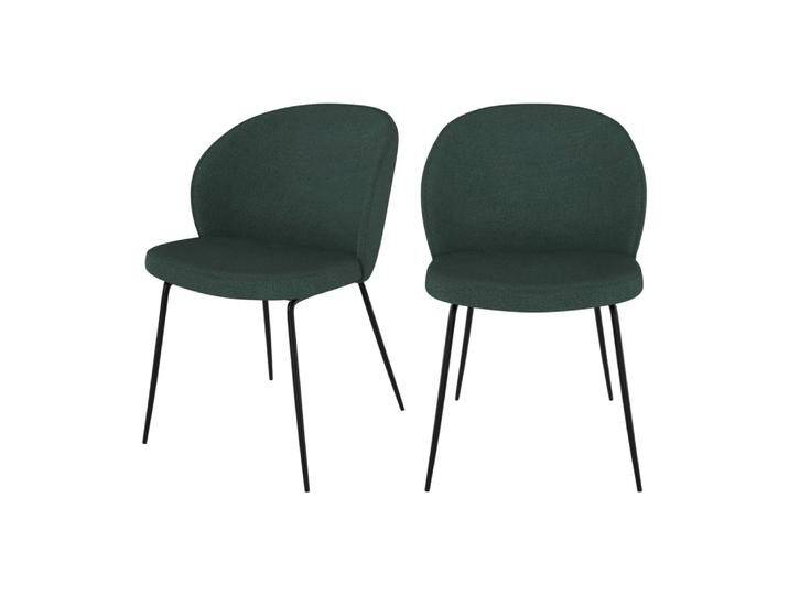 2er Set Stühle aus grünem Bouclé-Stoff mit Metallbeinen 2er Set Stühle aus grünem Bouclé-Stoff mit Metallbeinen von MAISONS DU MONDE