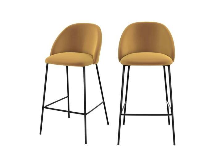 2er Set Stühle für Mittelinsel aus senfgelbem Samt, 66 cm von MAISONS DU MONDE