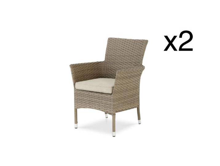 2er Set stapelbare synthetische Rattanstühle mit Kissen 2er Set stapelbare synthetische Rattanstühle mit Kissen von MAISONS DU MONDE