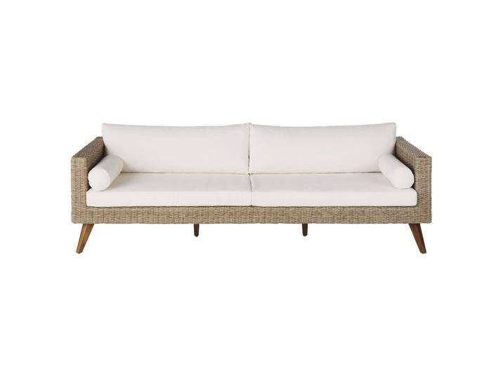 3/4-Sitzer-Garten-Sofa aus Kunstharzgeflecht, beige, ecrufarbene Kissen von MAISONS-DU-MONDE