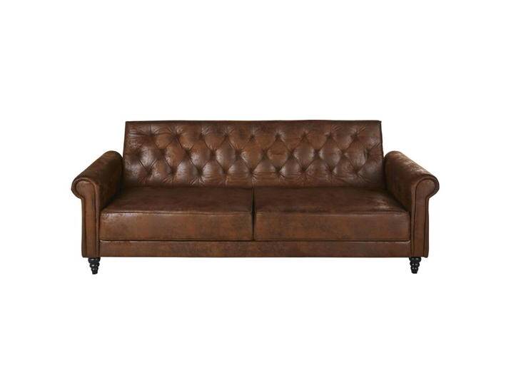 3/4-Sitzer-Sofa Clic-Clac mit braunem Velourslederbezug von MAISONS-DU-MONDE